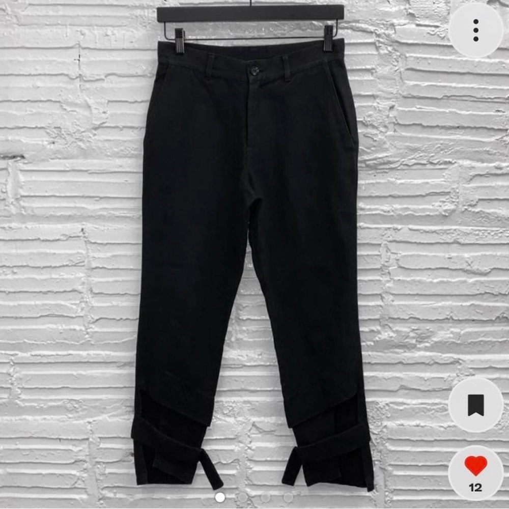 Yohji Yamamoto + Noir Ragne Kikas black ankle strap slim pant sz 1